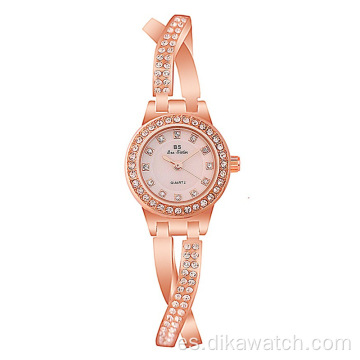 BS-FA1531 Reloj de lujo con cruz de diamantes de imitación en oro rosa de moda
